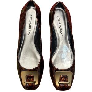 Arturo Chiang Cheetah Flats Metal Buckle Ballet Size 8.5‎ M